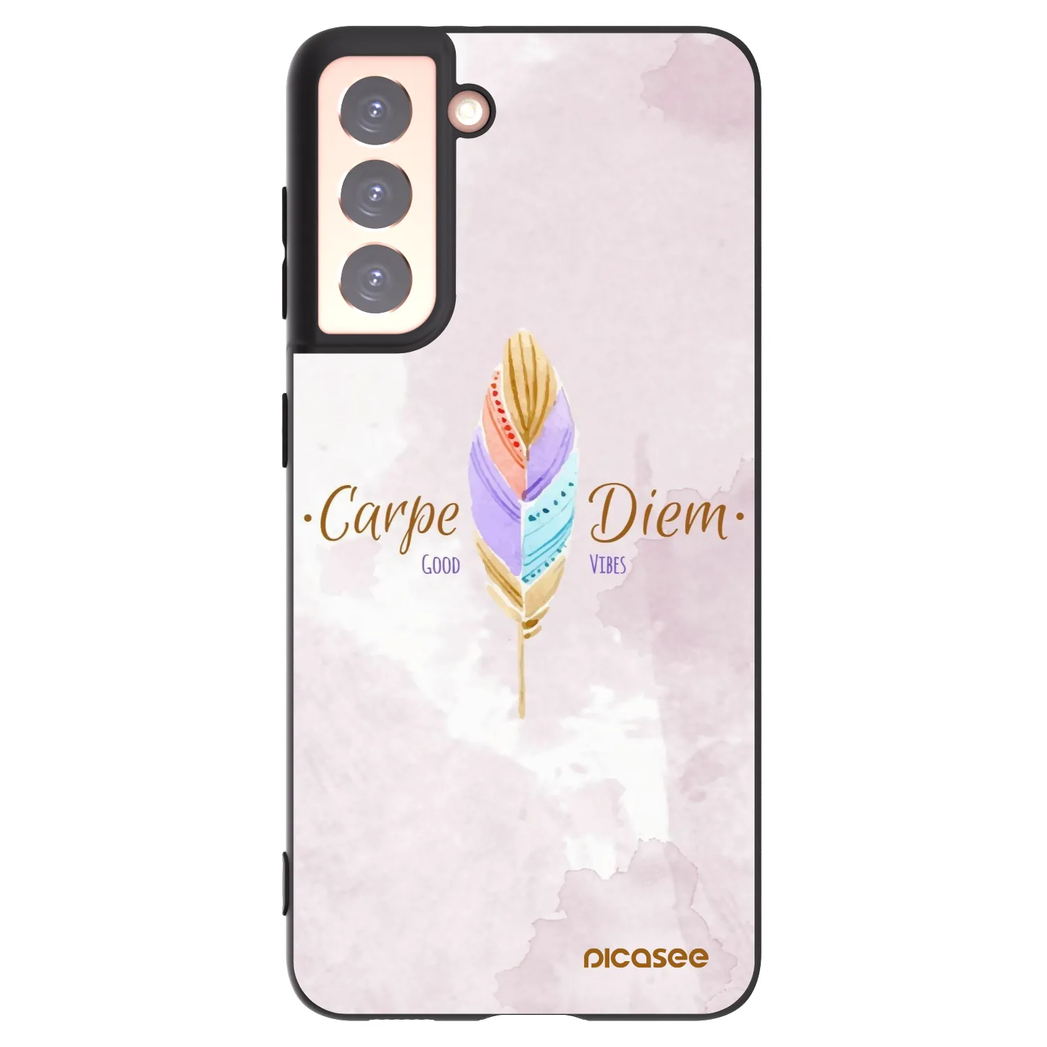 Picasee crna silikonska maskica za Samsung Galaxy S21 5G G991B - Carpe Diem