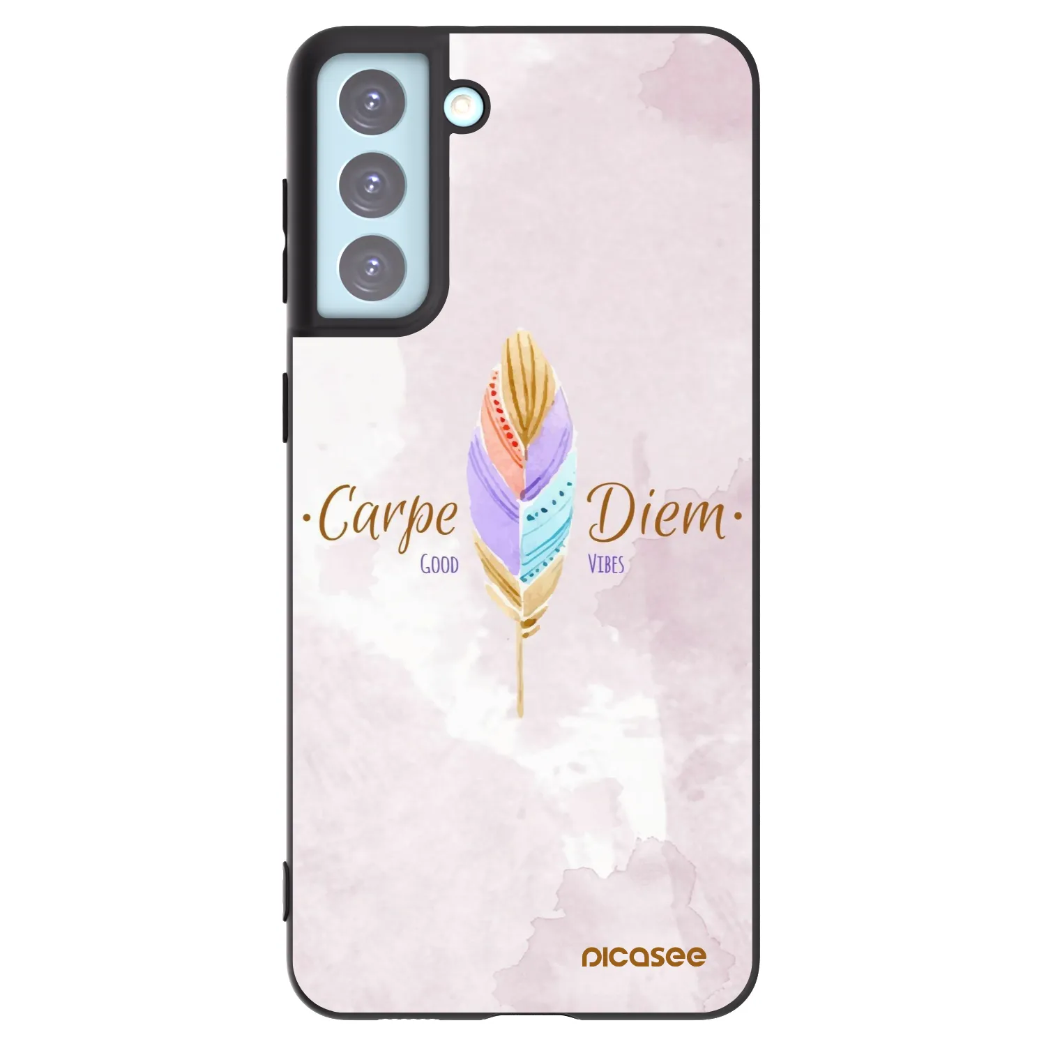 Picasee crna silikonska maskica za Samsung Galaxy S21+ 5G G996F - Carpe Diem