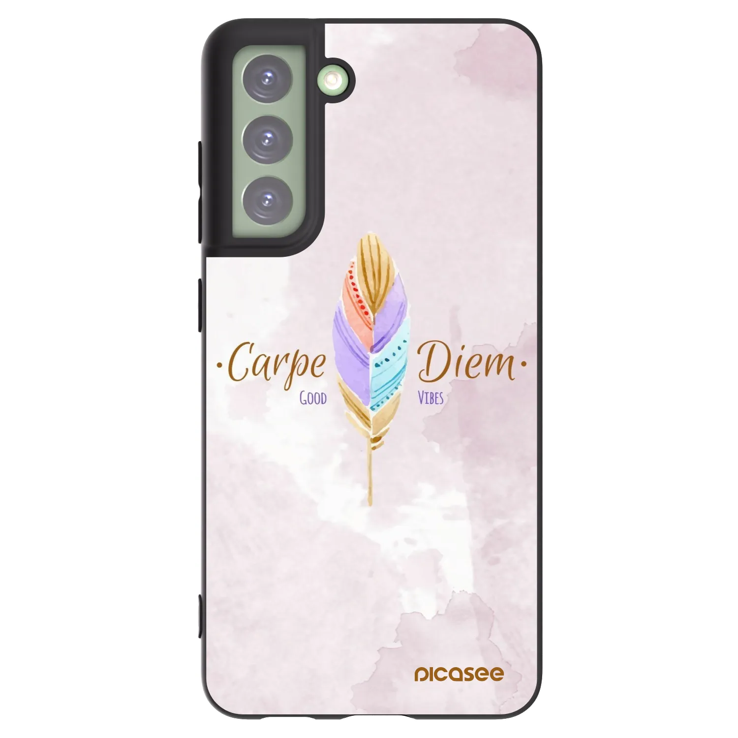 Picasee crna silikonska maskica za Samsung Galaxy S21 FE 5G - Carpe Diem