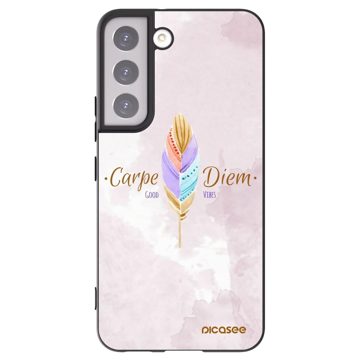 Picasee crna silikonska maskica za Samsung Galaxy S22 5G - Carpe Diem