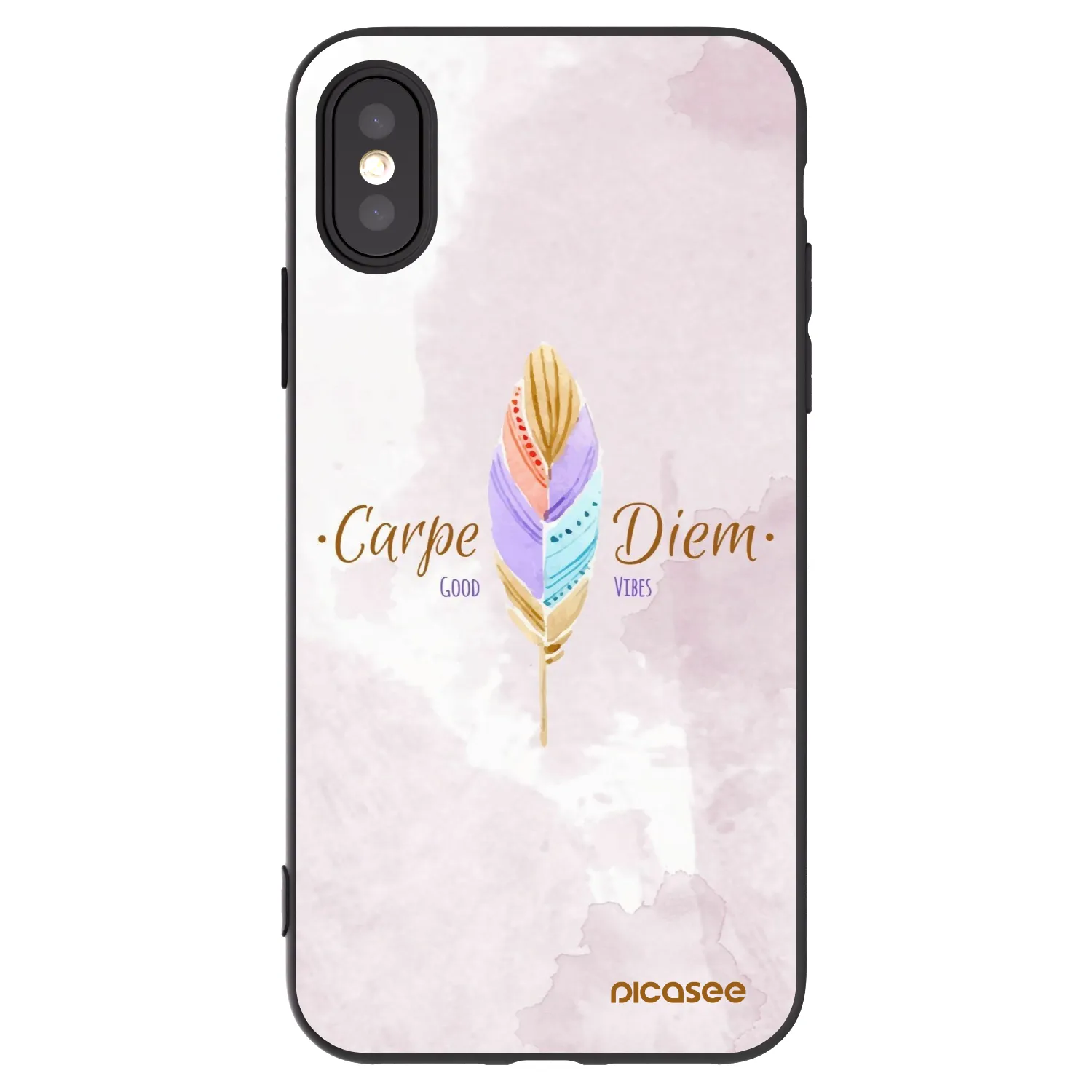 Picasee crna silikonska maskica za Apple iPhone X/XS - Carpe Diem