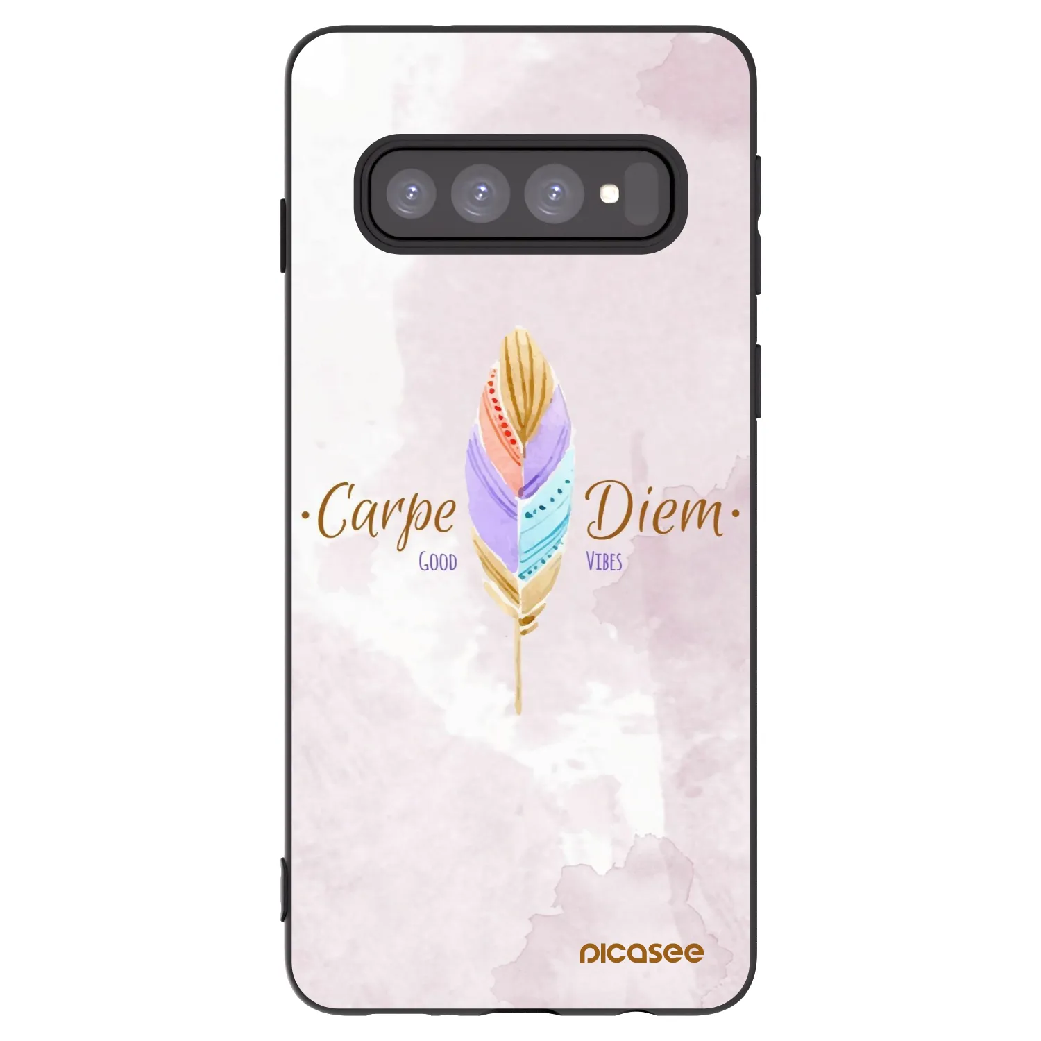 Picasee crna silikonska maskica za Samsung Galaxy S10 G973 - Carpe Diem