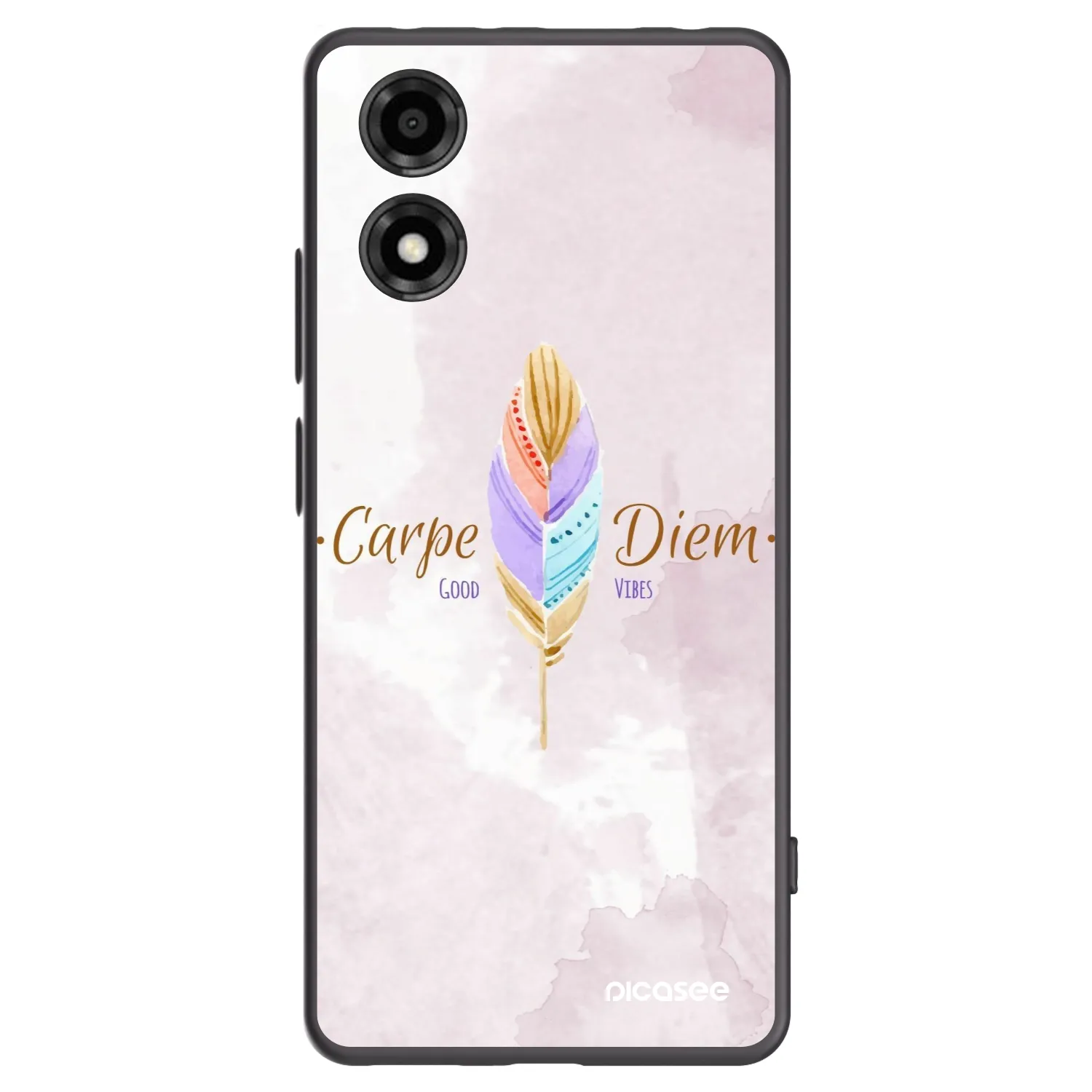 Picasee crna silikonska maskica za Motorola Moto E14 - Carpe Diem