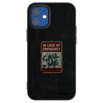 Picasee crna silikonska maskica za Apple iPhone 12 mini - EMERGENCY