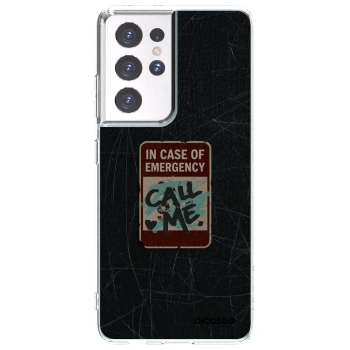 Picasee silikonska prozirna maskica za Samsung Galaxy S21 Ultra 5G G998B - EMERGENCY