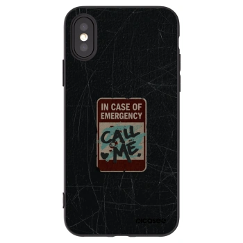 Picasee crna silikonska maskica za Apple iPhone X/XS - EMERGENCY