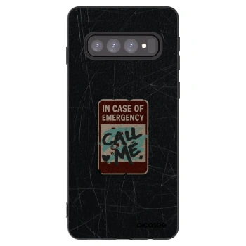 Picasee crna silikonska maskica za Samsung Galaxy S10 G973 - EMERGENCY