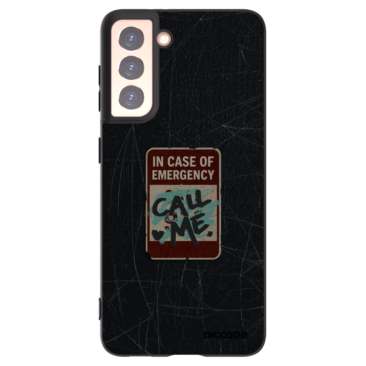 Picasee crna silikonska maskica za Samsung Galaxy S21 5G G991B - EMERGENCY