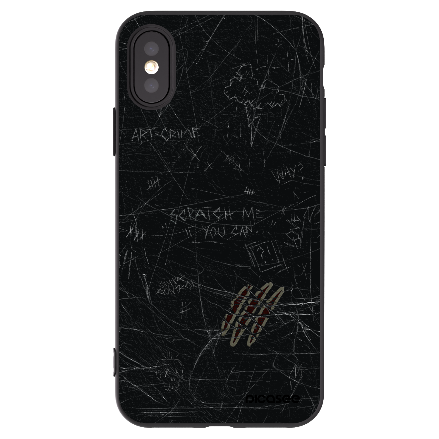 Picasee crna silikonska maskica za Apple iPhone X/XS - SCRATCH
