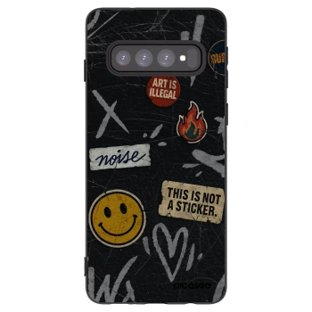 Picasee crna silikonska maskica za Samsung Galaxy S10 G973 - STICKERS x TAGS