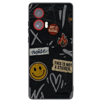 Picasee crna silikonska maskica za Motorola Edge 50 Fusion - STICKERS x TAGS