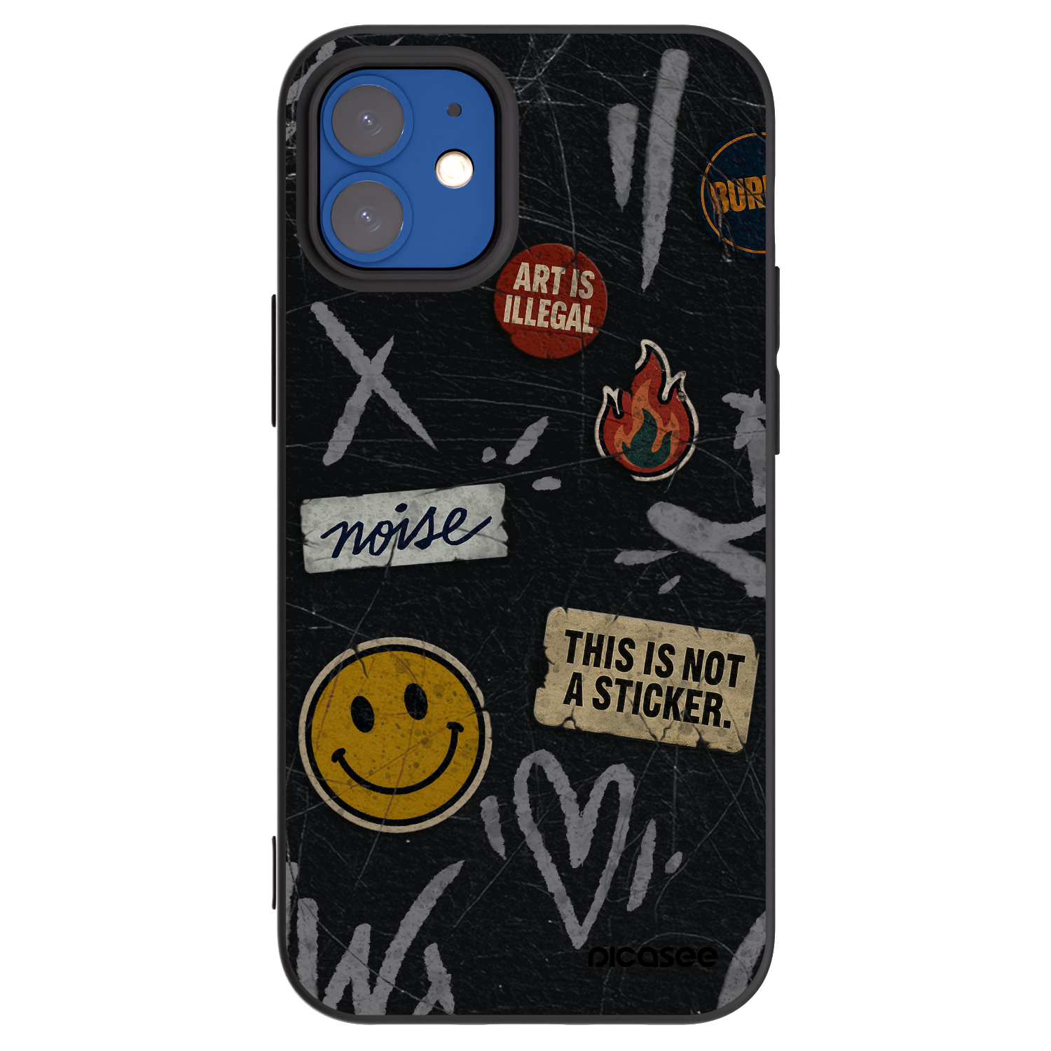 Picasee crna silikonska maskica za Apple iPhone 12 mini - STICKERS x TAGS