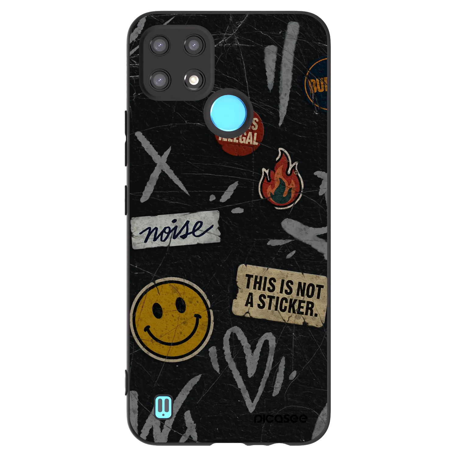 Picasee crna silikonska maskica za Realme C21 - STICKERS x TAGS