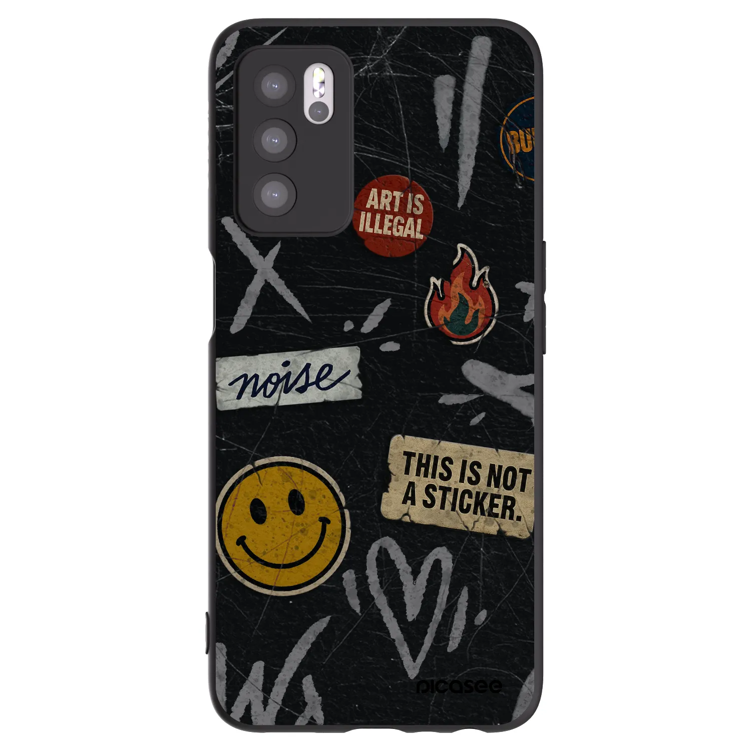 Picasee crna silikonska maskica za OPPO A16 - STICKERS x TAGS
