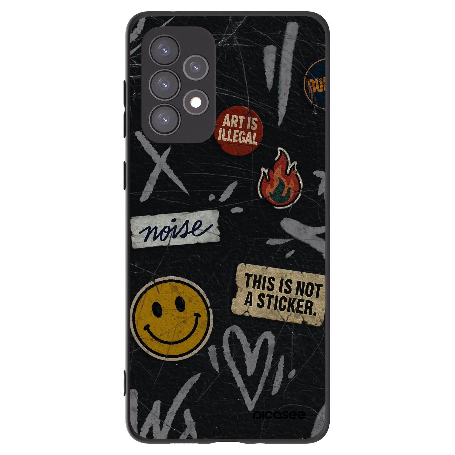 Picasee crna silikonska maskica za Samsung Galaxy A73 5G - STICKERS x TAGS