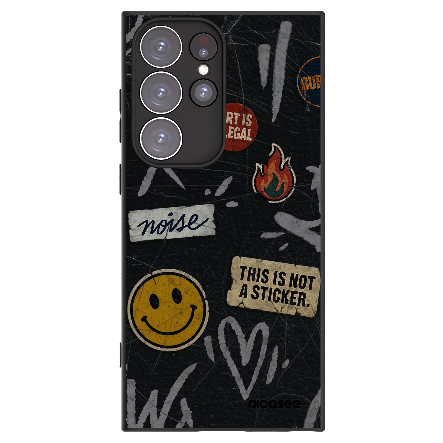 Picasee crna silikonska maskica za Samsung Galaxy S23 Ultra 5G - STICKERS x TAGS