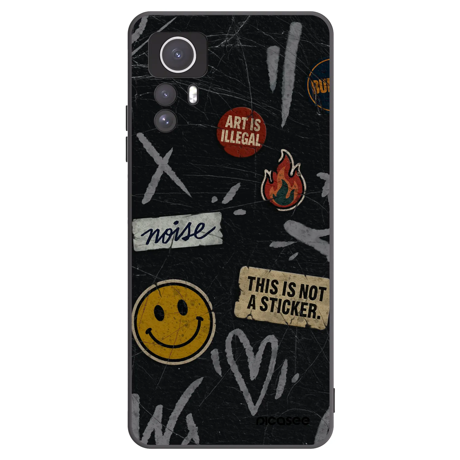 Picasee crna silikonska maskica za Xiaomi Redmi Note 12S - STICKERS x TAGS