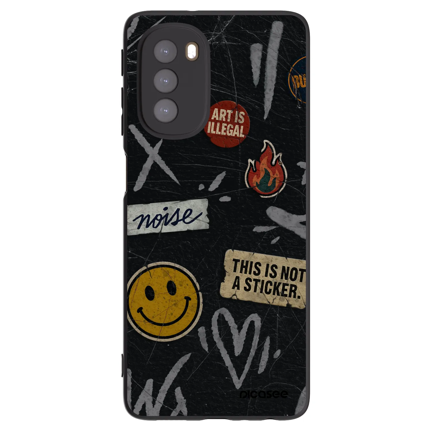 Picasee crna silikonska maskica za Motorola Moto G51 - STICKERS x TAGS