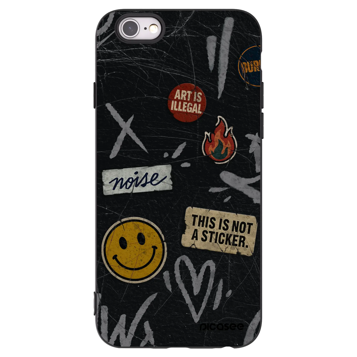 Picasee crna silikonska maskica za Apple iPhone 6/6S - STICKERS x TAGS