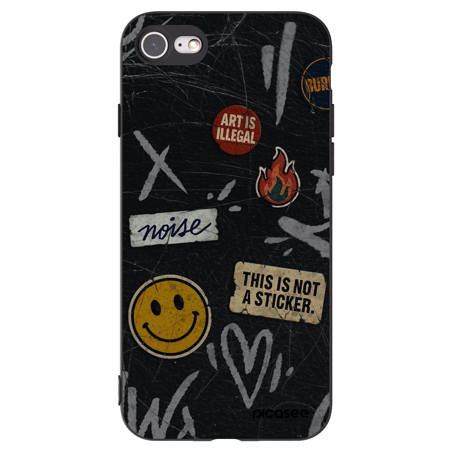 Picasee crna silikonska maskica za Apple iPhone 8 - STICKERS x TAGS