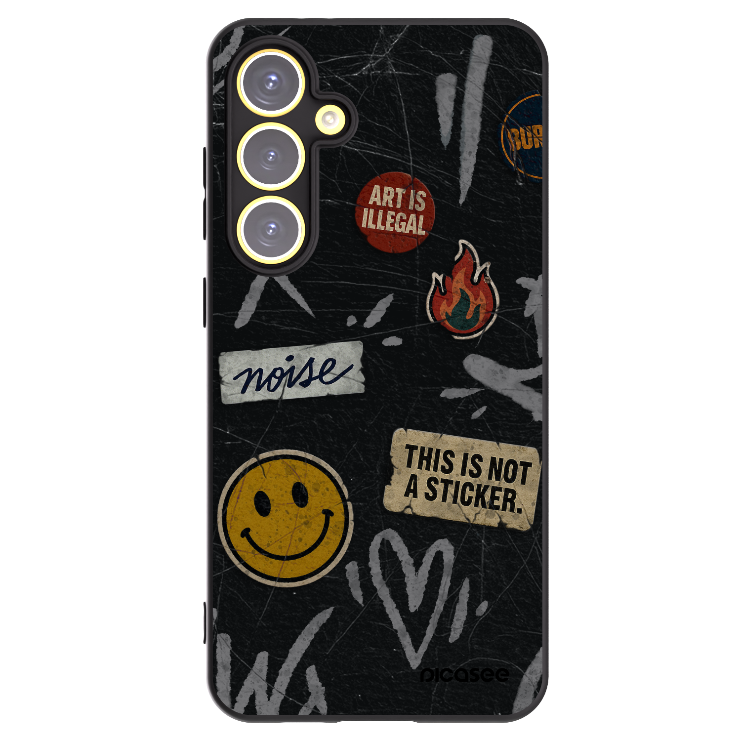 Picasee crna silikonska maskica za Samsung Galaxy S24 FE S721B - STICKERS x TAGS