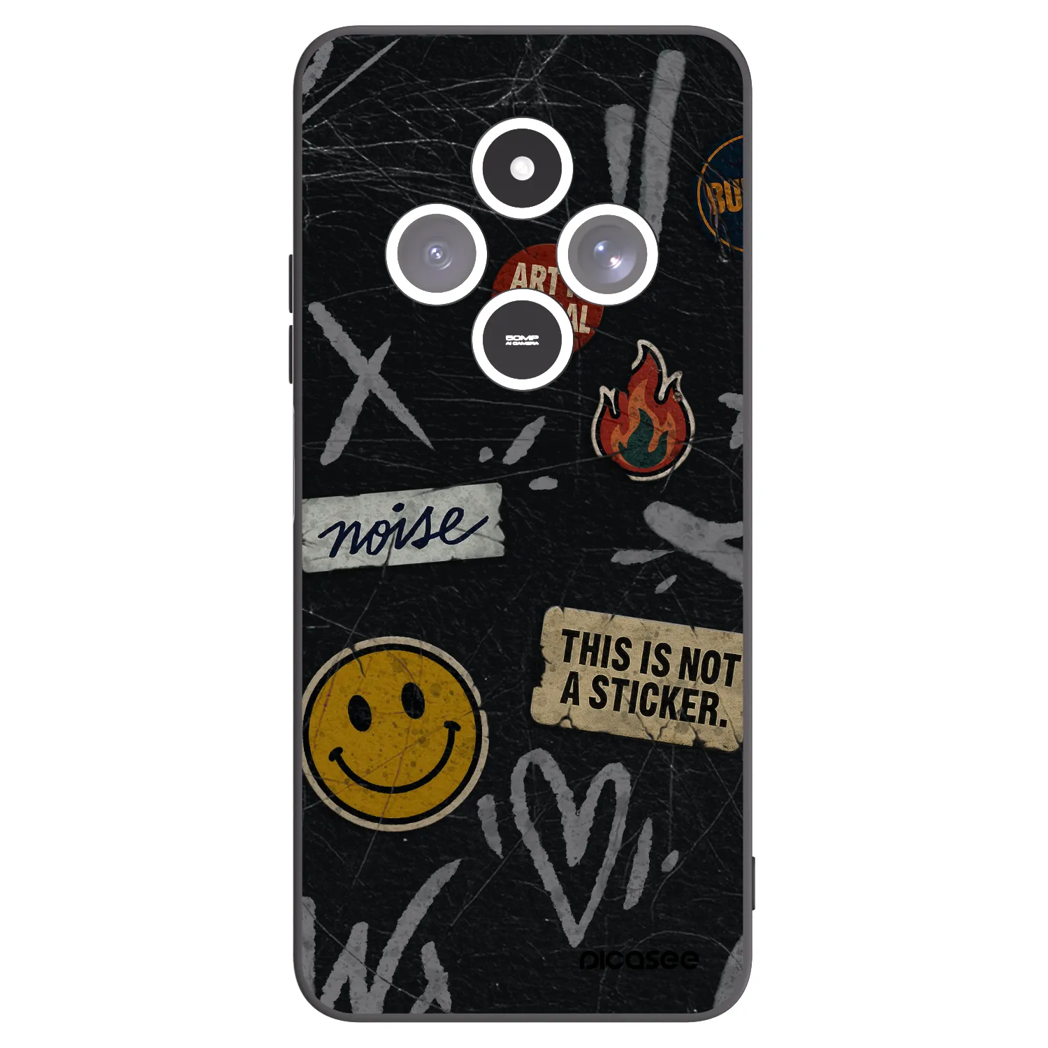 Picasee crna silikonska maskica za Xiaomi Redmi 14C - STICKERS x TAGS