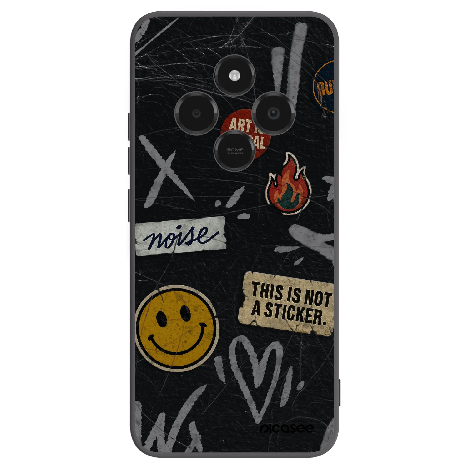 Picasee crna silikonska maskica za Xiaomi Poco C75 - STICKERS x TAGS