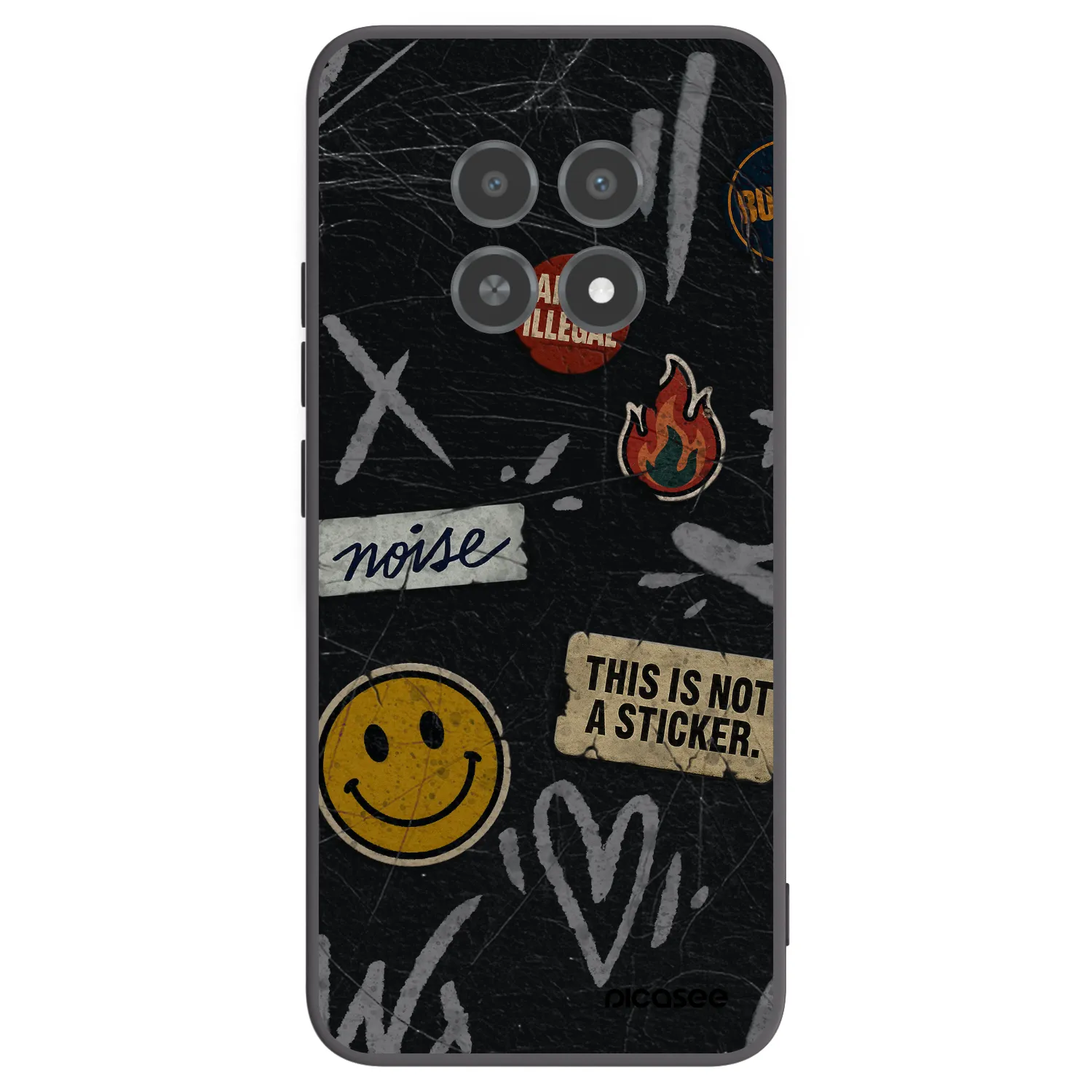 Picasee crna silikonska maskica za Realme 12X - STICKERS x TAGS
