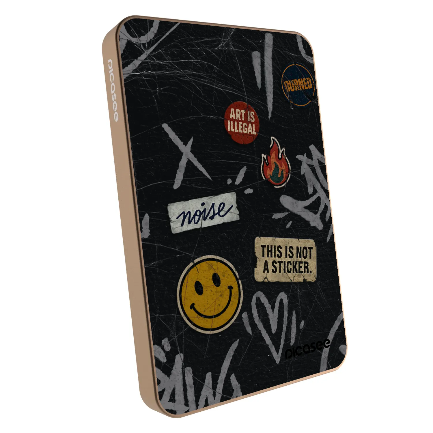 Picasee Prijenosni punjač s MagSafe 5 000 mAh Zlatni - STICKERS x TAGS