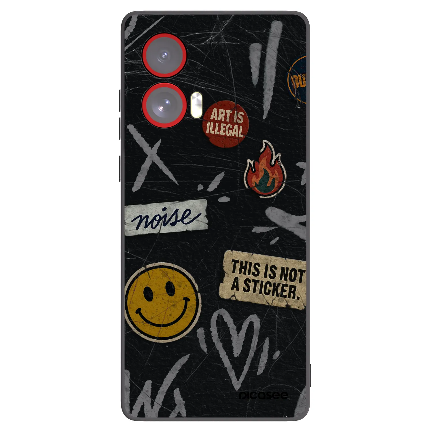 Picasee crna silikonska maskica za Motorola Edge 50 Fusion - STICKERS x TAGS