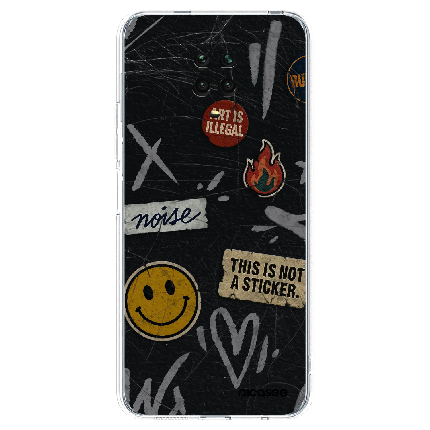 Picasee silikonska prozirna maskica za Xiaomi Redmi Note 9S - STICKERS x TAGS