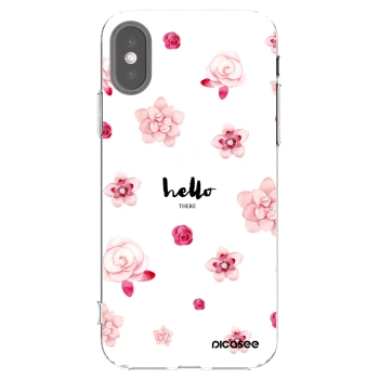 Picasee silikonska prozirna maskica za Apple iPhone X/XS - Hello there