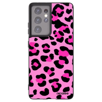 Picasee crna silikonska maskica za Samsung Galaxy S21 Ultra 5G G998B - Pink Tiger