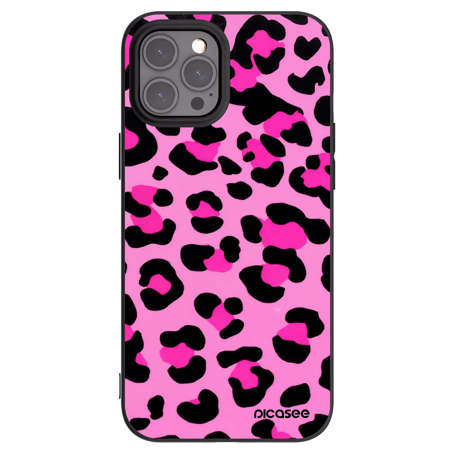 Picasee crna silikonska maskica za Apple iPhone 12 Pro Max - Pink Tiger