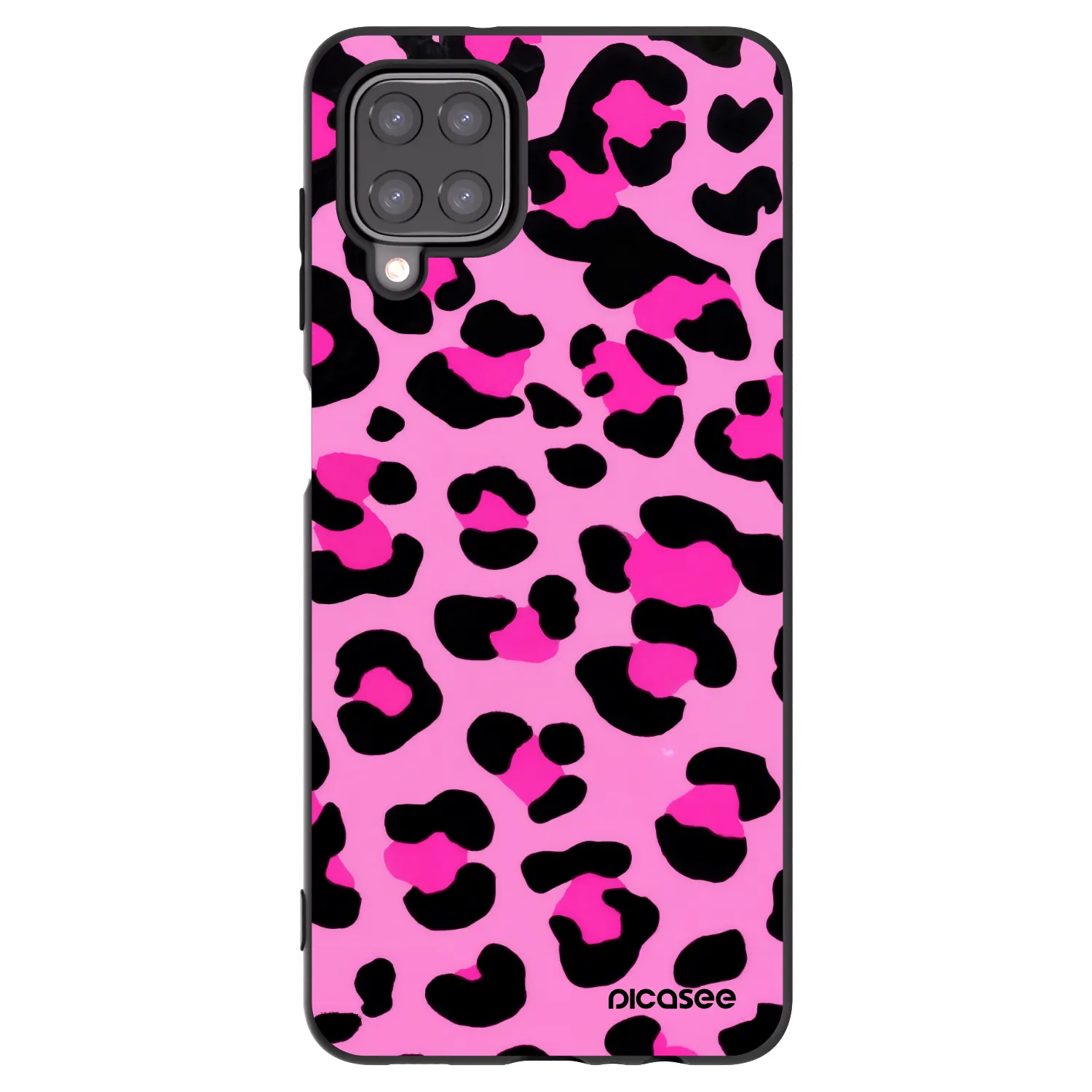 Picasee crna silikonska maskica za Samsung Galaxy A12 A125F - Pink Tiger