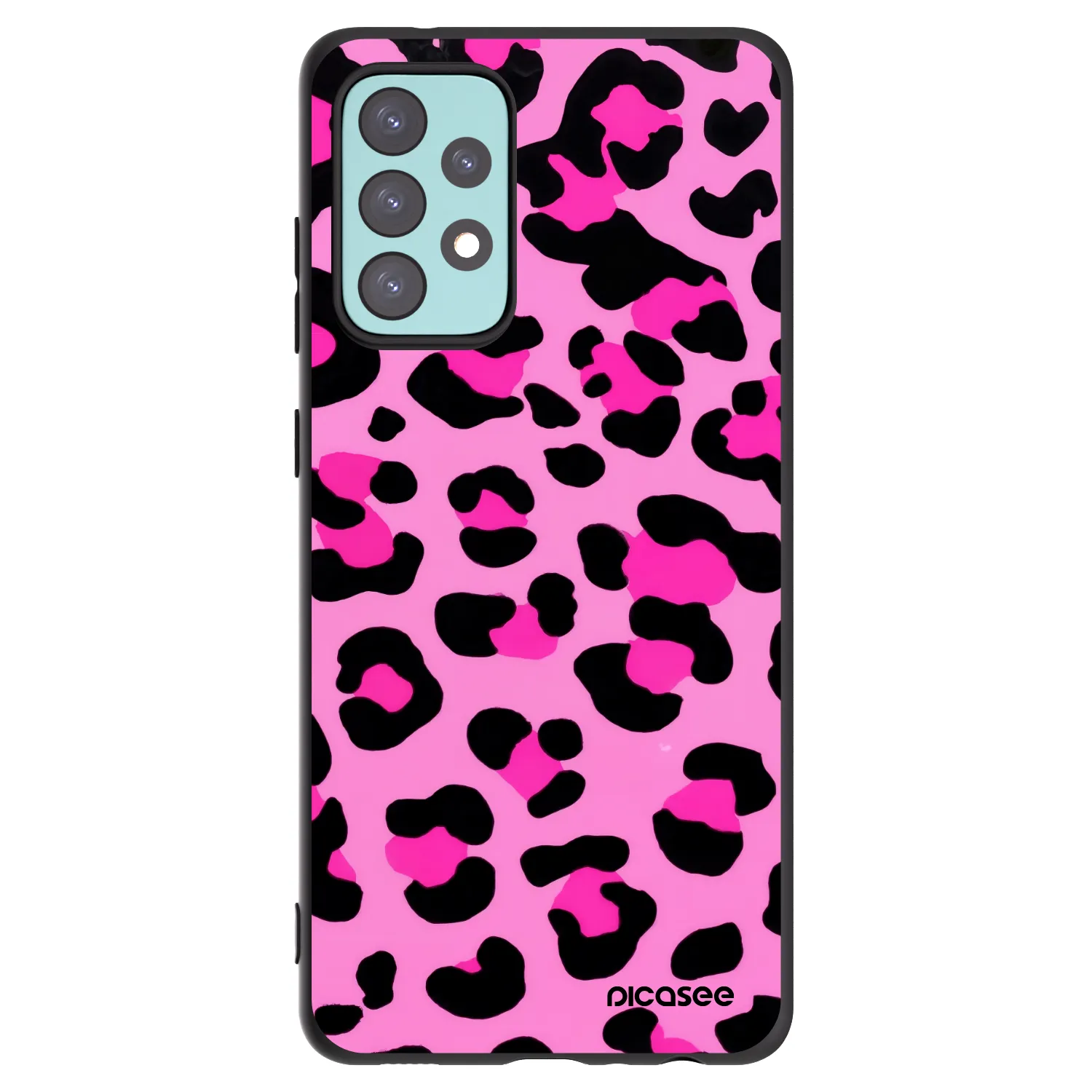 Picasee crna silikonska maskica za Samsung Galaxy A72 A725F - Pink Tiger