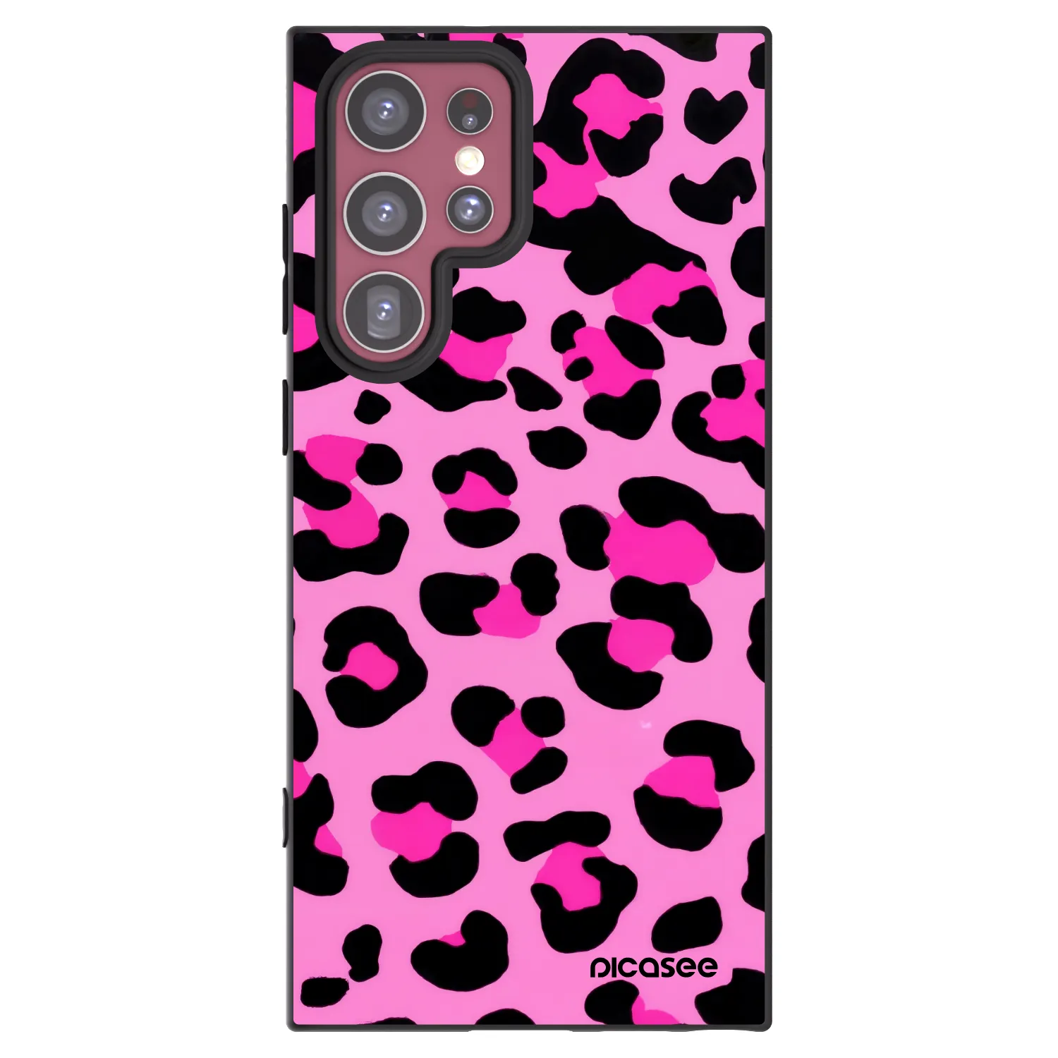Picasee crna silikonska maskica za Samsung Galaxy S22 Ultra 5G - Pink Tiger