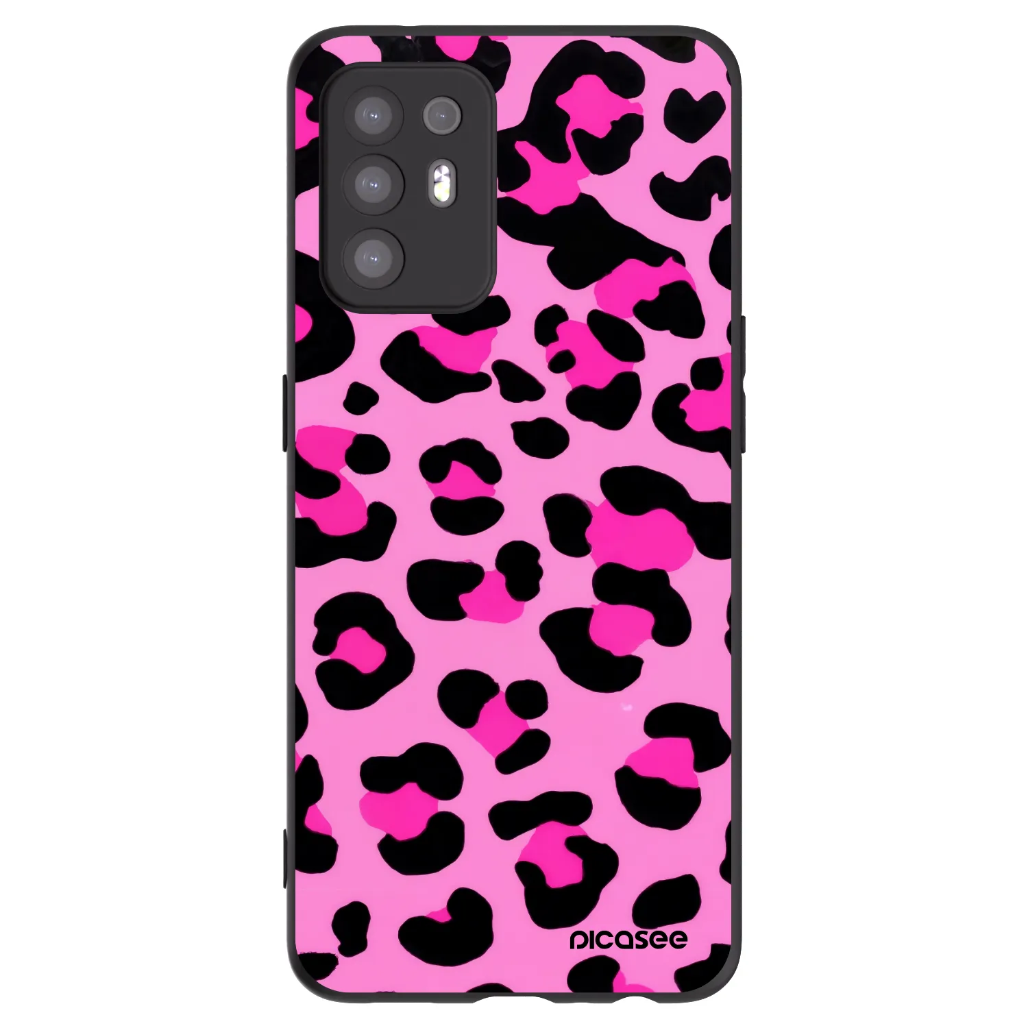 Picasee crna silikonska maskica za OPPO A94 5G - Pink Tiger