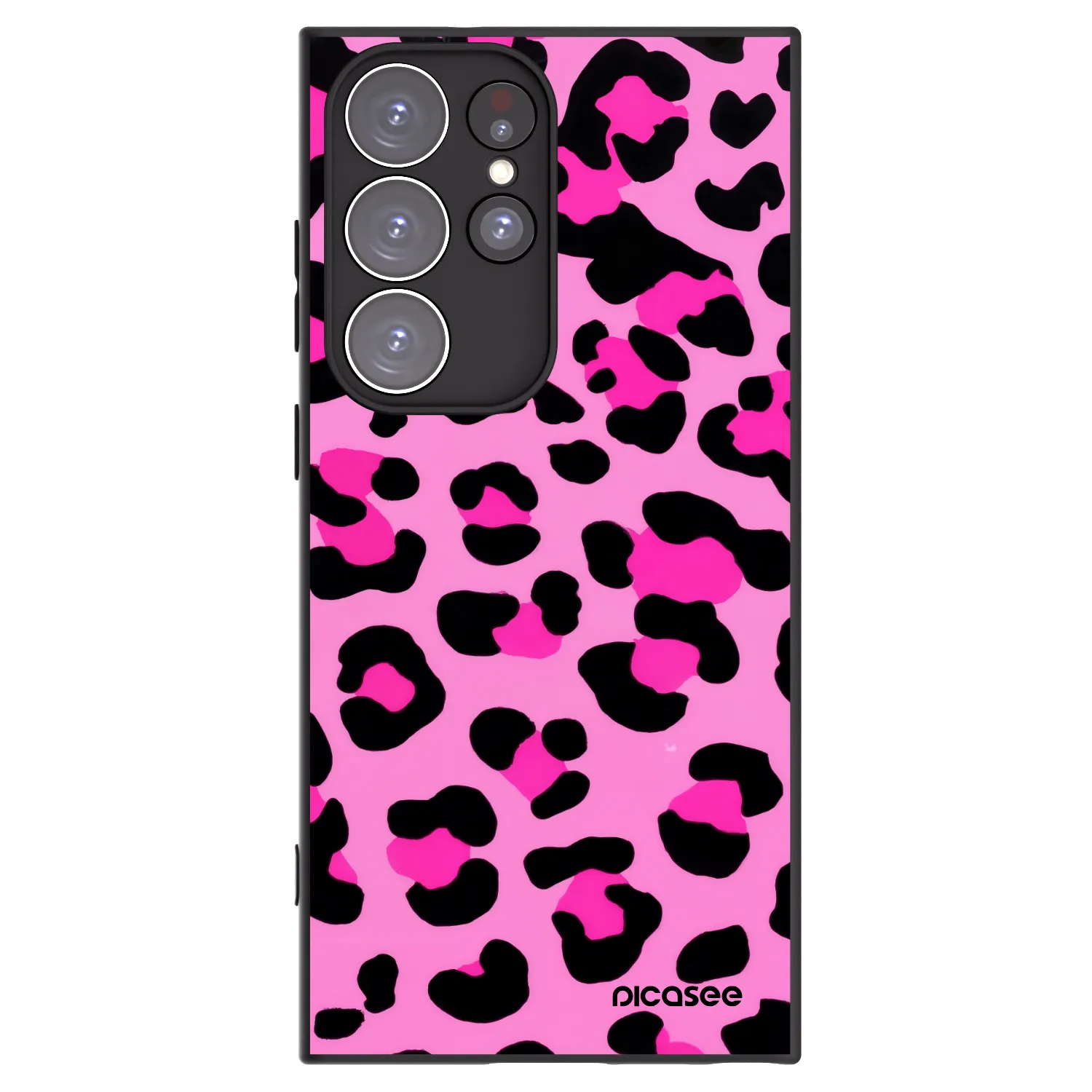 Picasee crna silikonska maskica za Samsung Galaxy S23 Ultra 5G - Pink Tiger