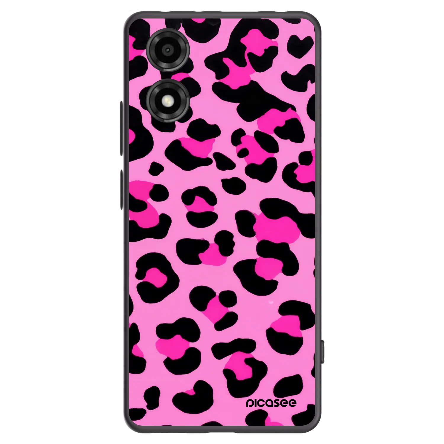 Picasee crna silikonska maskica za Motorola Moto E14 - Pink Tiger