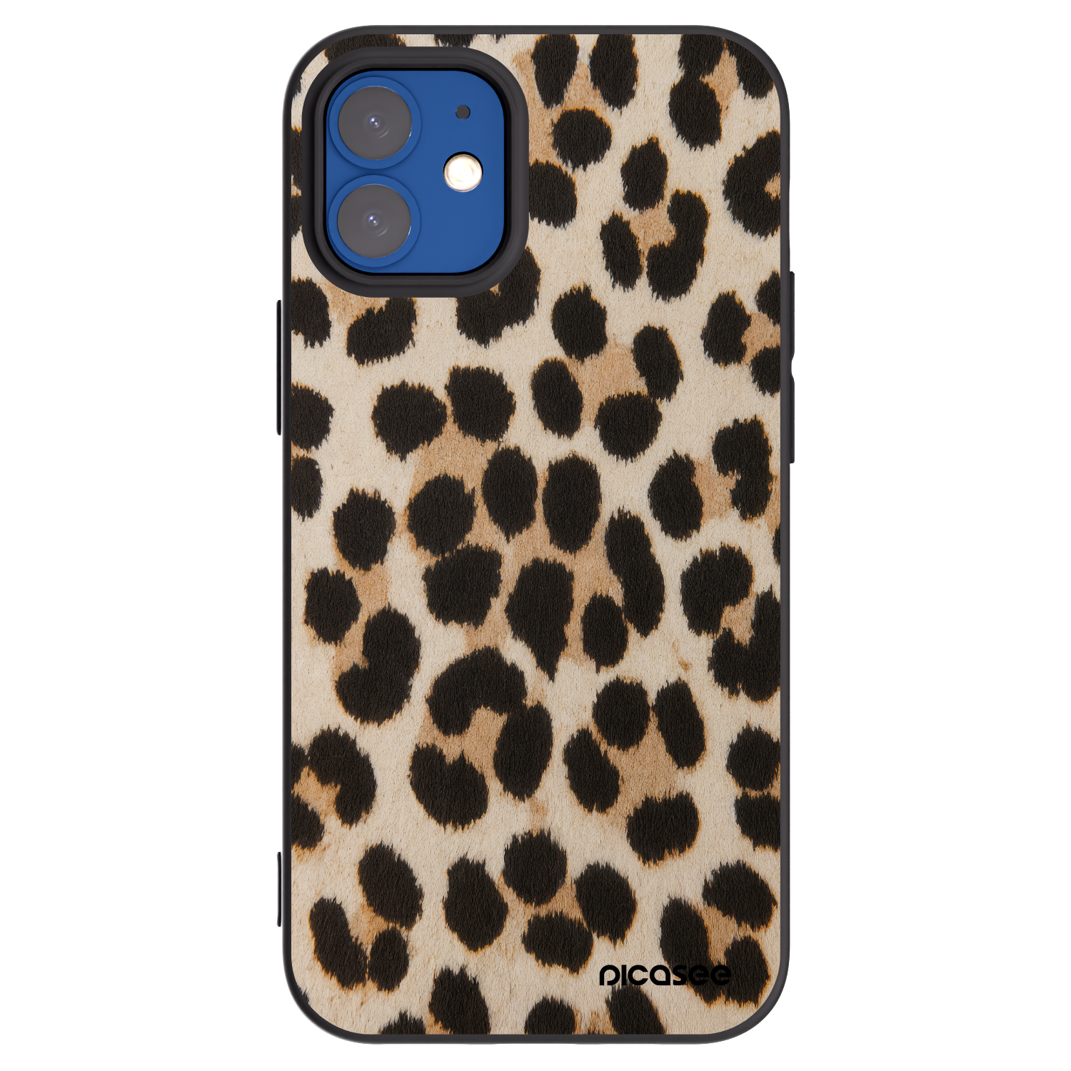 Picasee crna silikonska maskica za Apple iPhone 12 mini - Brown Tiger