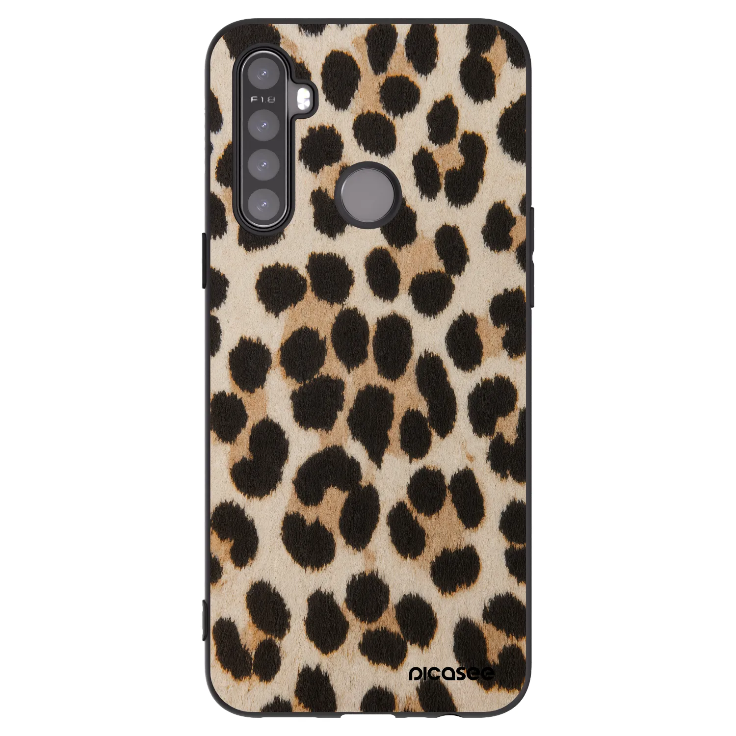 Picasee crna silikonska maskica za Realme 5 - Brown Tiger