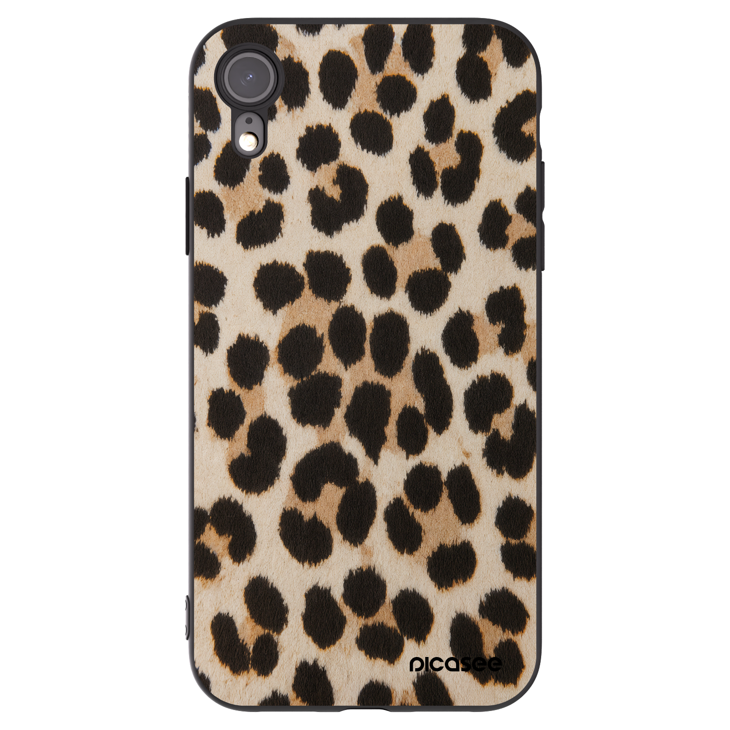 Picasee crna silikonska maskica za Apple iPhone XR - Brown Tiger