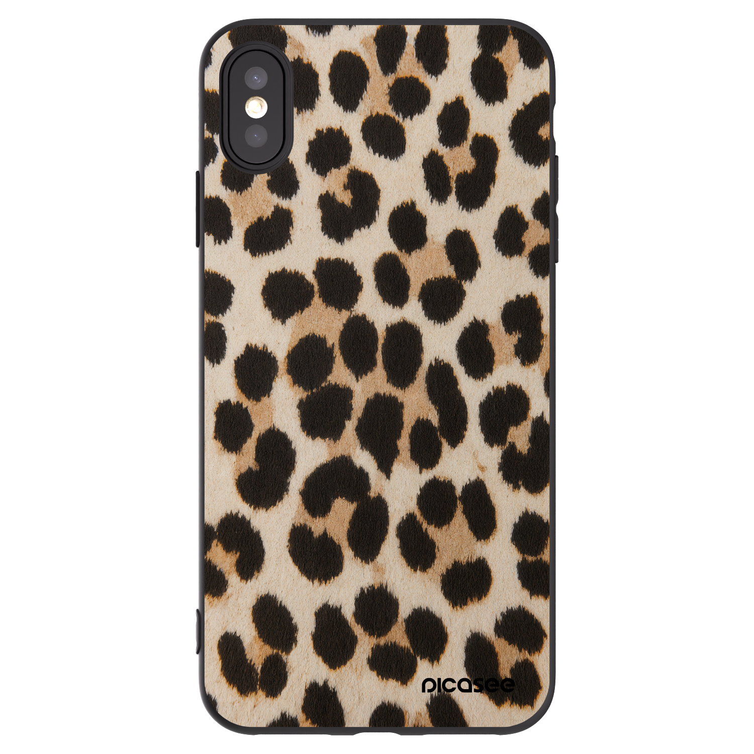 Picasee crna silikonska maskica za Apple iPhone XS Max - Brown Tiger