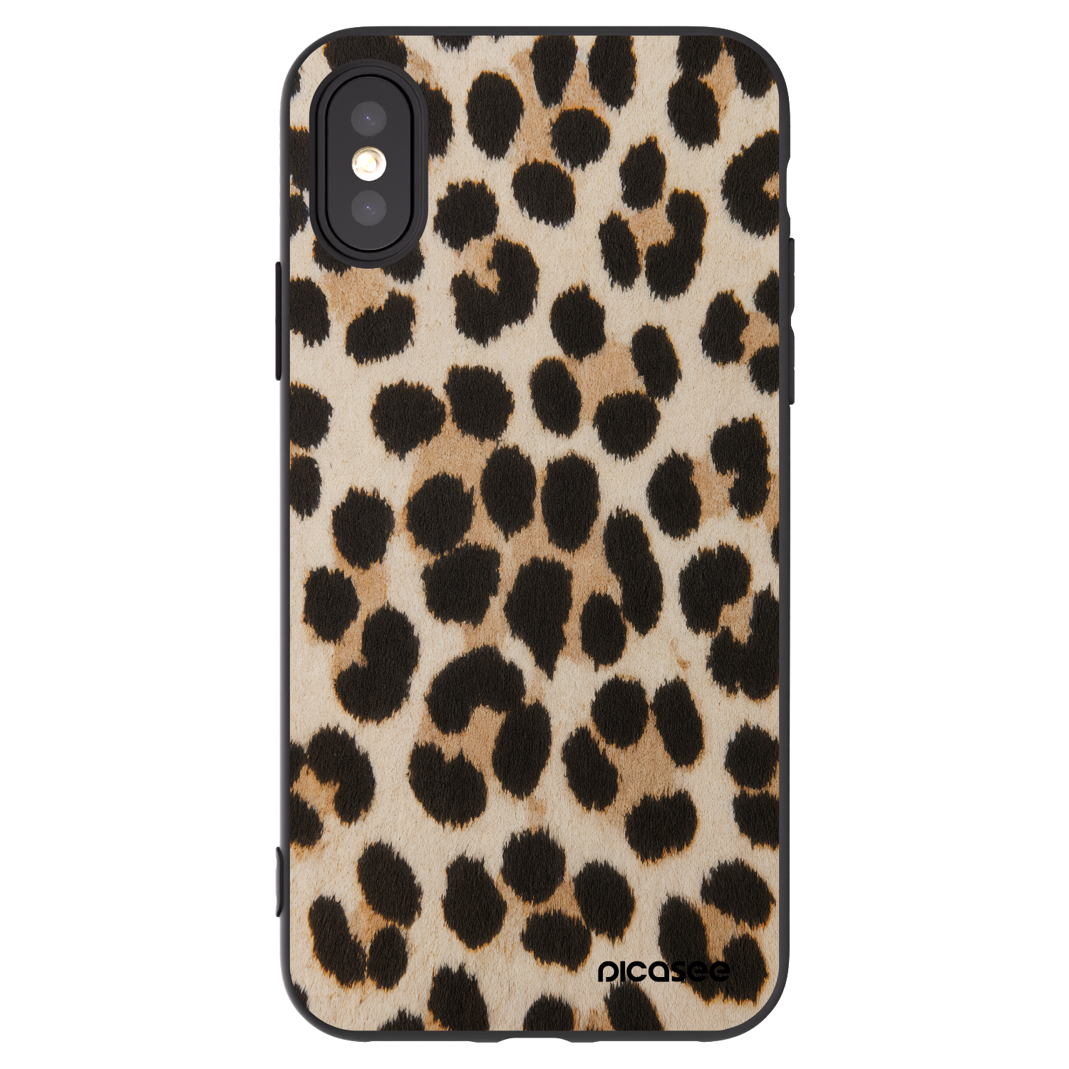 Picasee crna silikonska maskica za Apple iPhone X/XS - Brown Tiger