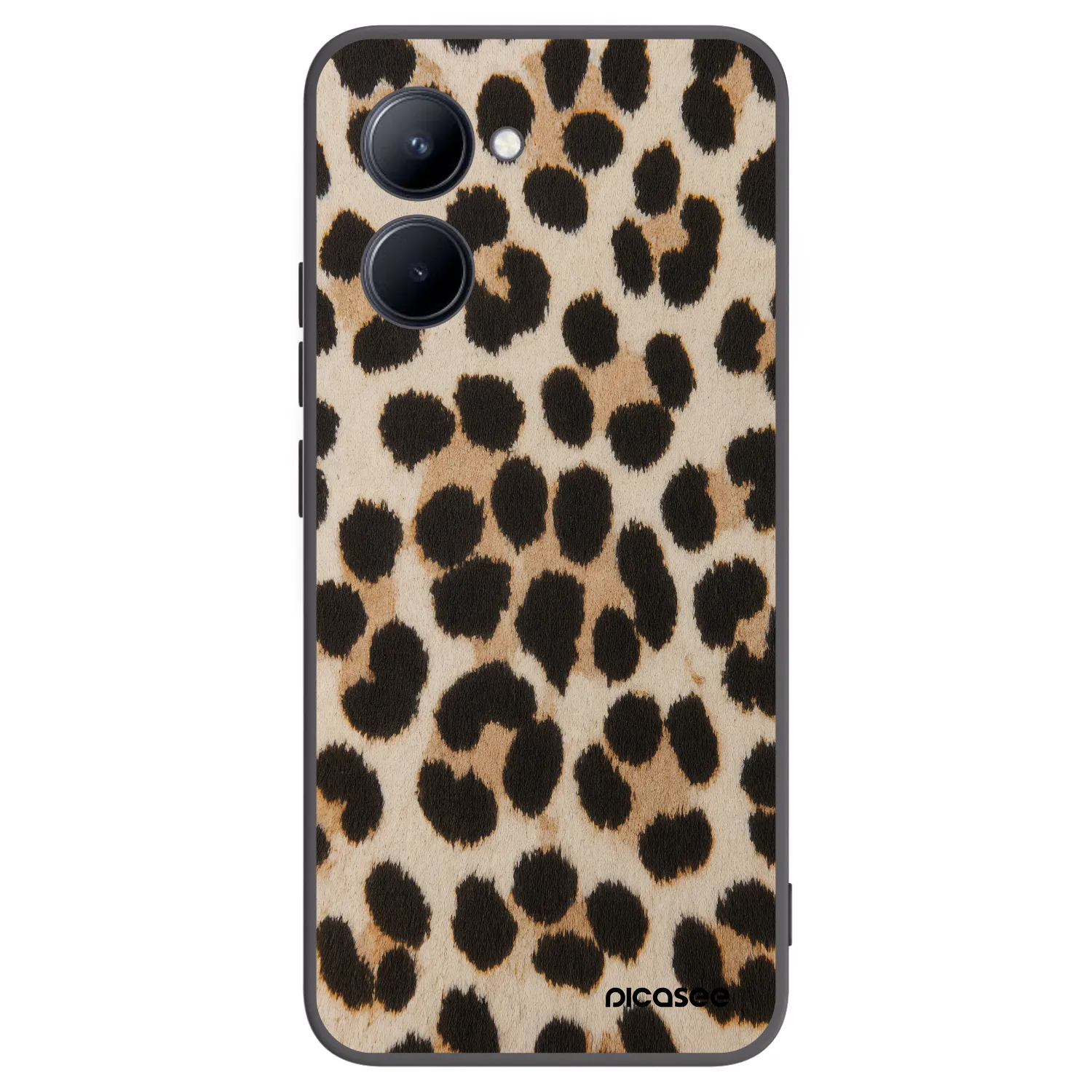 Picasee crna silikonska maskica za Realme C33 (2023) - Brown Tiger