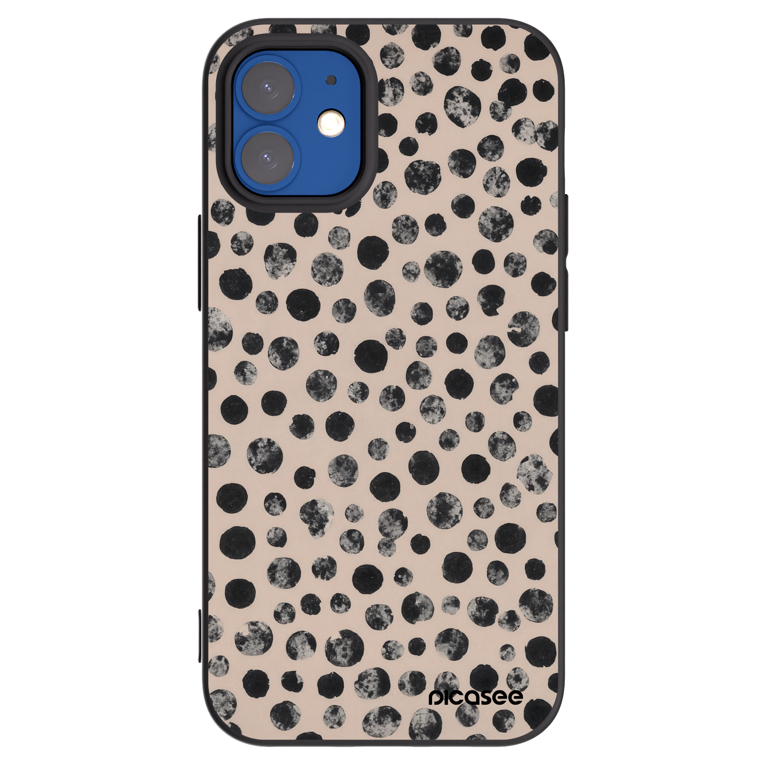 Picasee crna silikonska maskica za Apple iPhone 12 mini - Dots