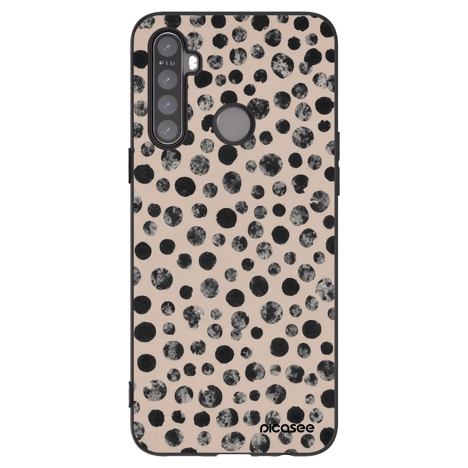 Picasee crna silikonska maskica za Realme 5 - Dots
