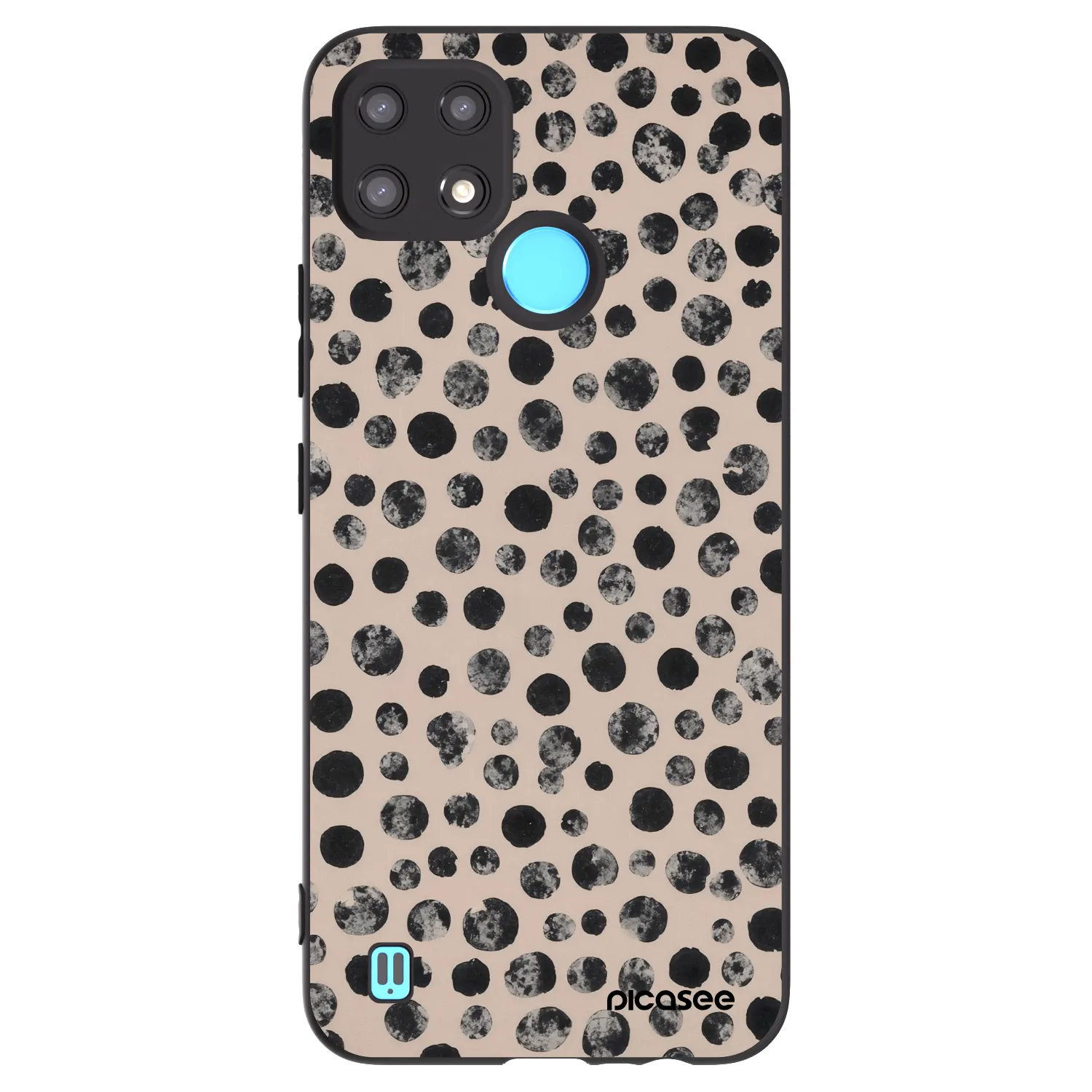 Picasee crna silikonska maskica za Realme C21 - Dots