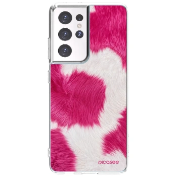 Picasee silikonska prozirna maskica za Samsung Galaxy S21 Ultra 5G G998B - Pink Moo